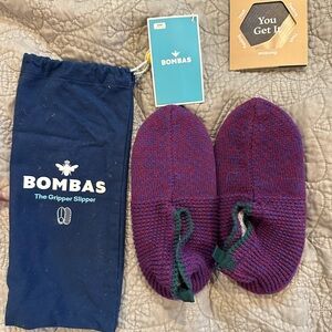 Bombas Women’s Gripper Slipper Socks - Purple and Green